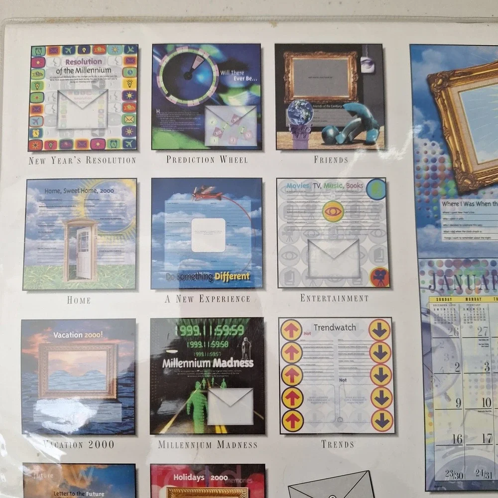 Vintage Y2K Millenium Year 2000 12 Month Scrapbook Wall Calendar 12